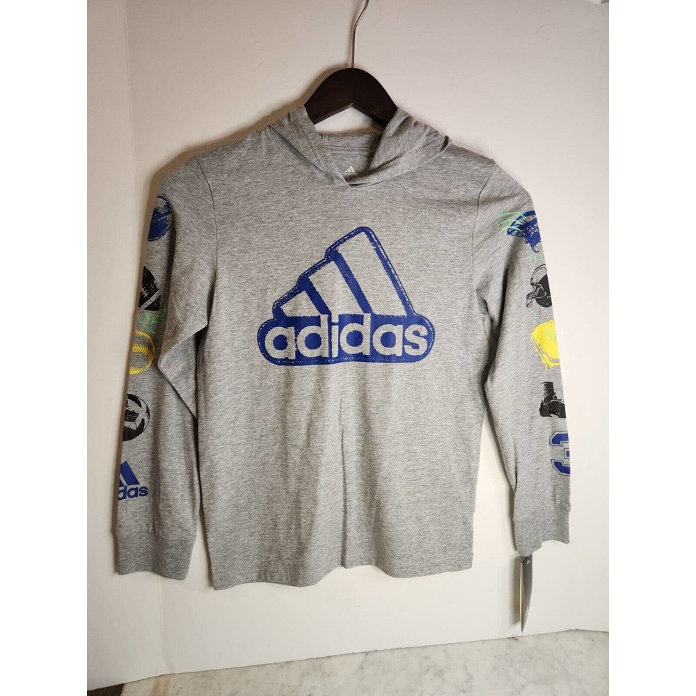 NEW Adidas Womens Size M Light Gray Long Sleeve Lightweight Sports Hoodie